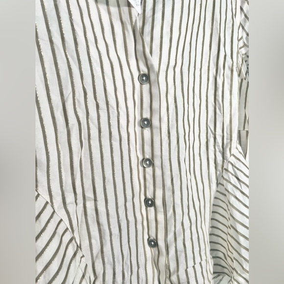 NWT Free People Making Memories Button Down Shirt Gold & Cream Size XS Holiday - Picture 4 of 12